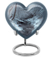 Mountains Urn, a heart-shaped 10 inch aluminium funeral urn