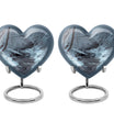 Mountains Urn, a heart-shaped 10 inch aluminium funeral urn