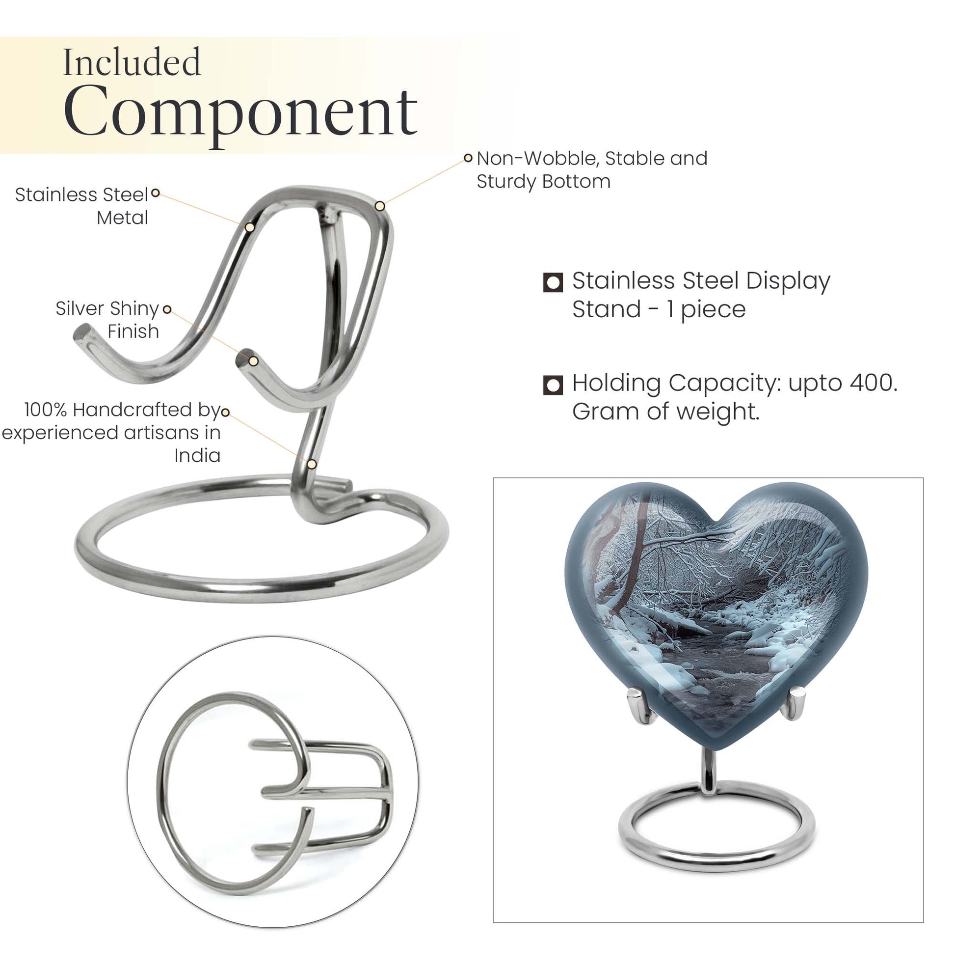 Mountains Urn, a heart-shaped 10 inch aluminium funeral urn