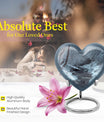 Mountains Urn, a heart-shaped 10 inch aluminium funeral urn