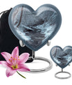 Mountains Urn, a heart-shaped 10 inch aluminium funeral urn