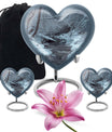 Mountains Urn, a heart-shaped 10 inch aluminium funeral urn