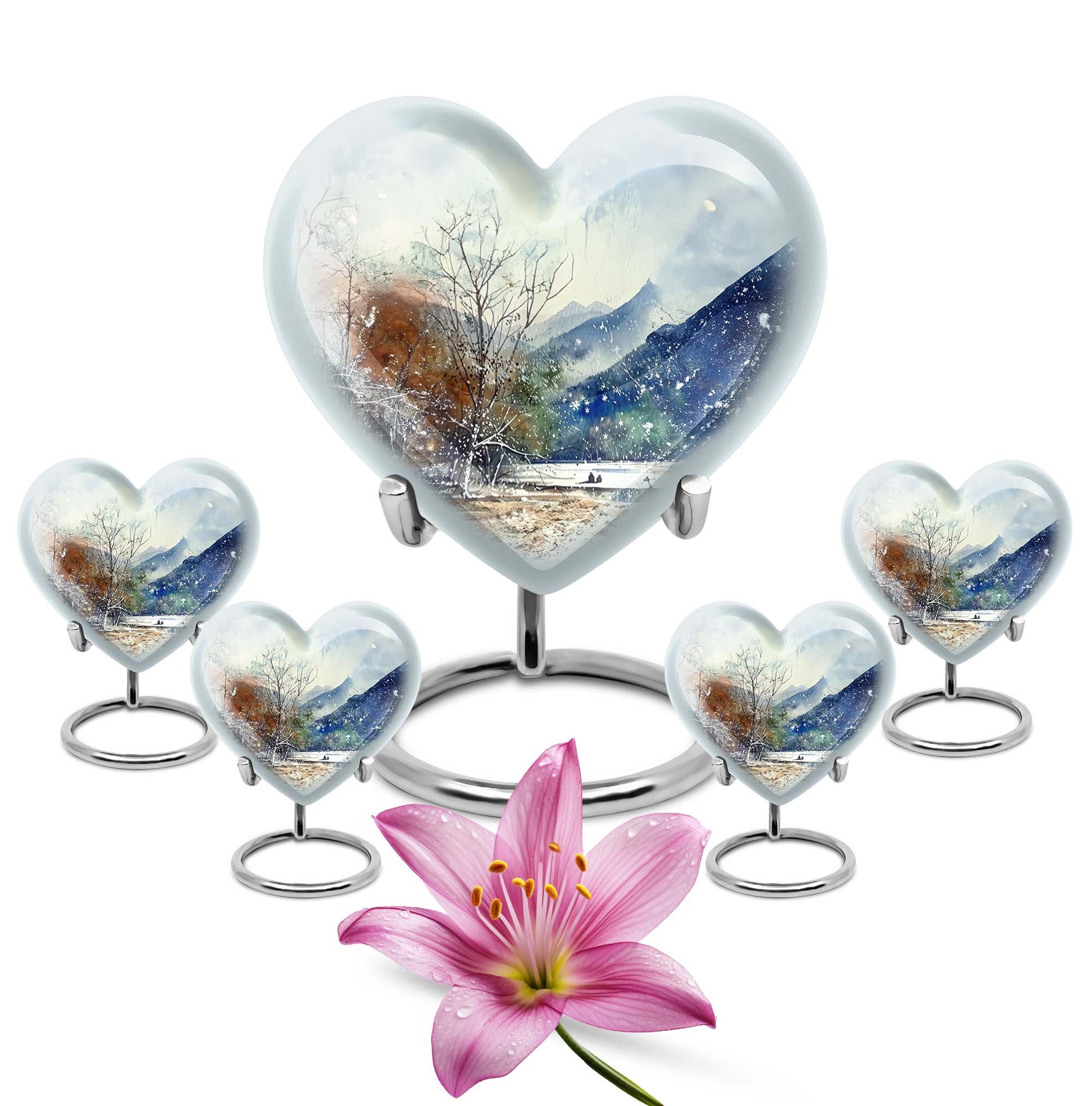 10-inch Mountains Urn, heart-shaped cremation 