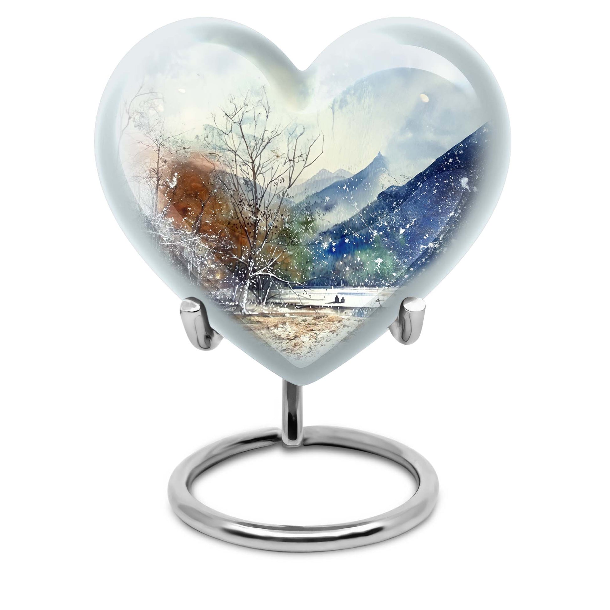 10-inch Mountains Urn, heart-shaped cremation 