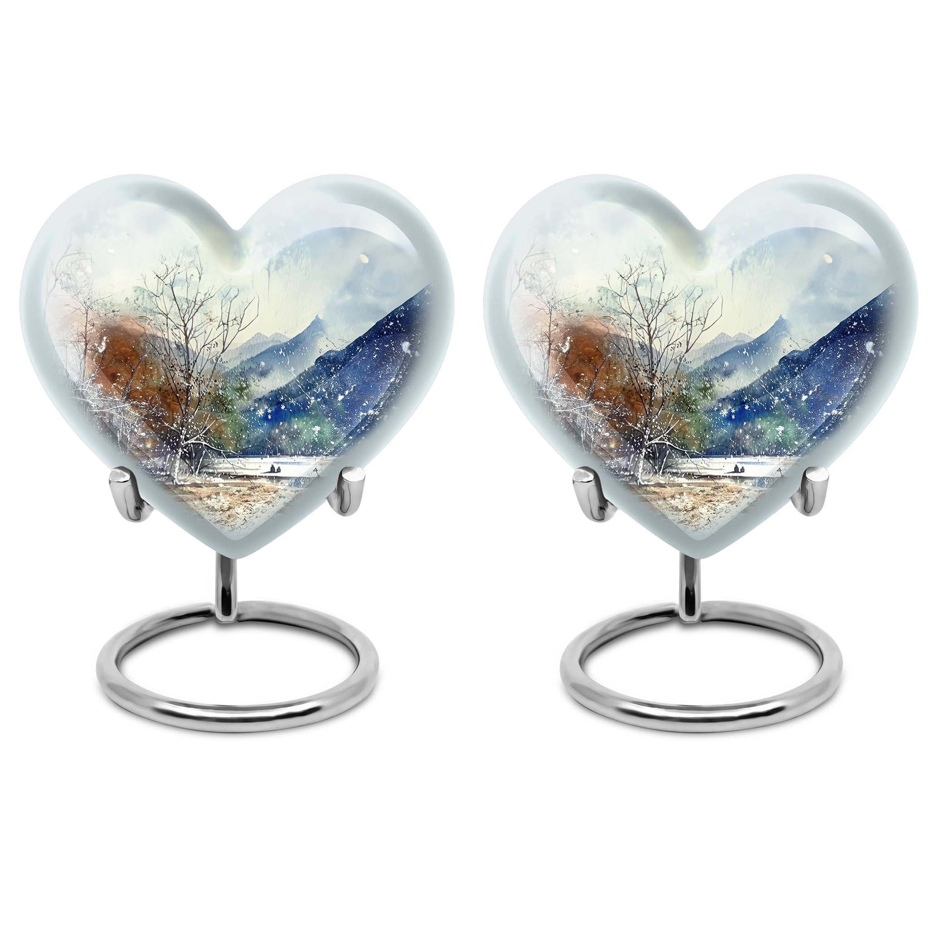 10-inch Mountains Urn, heart-shaped cremation 