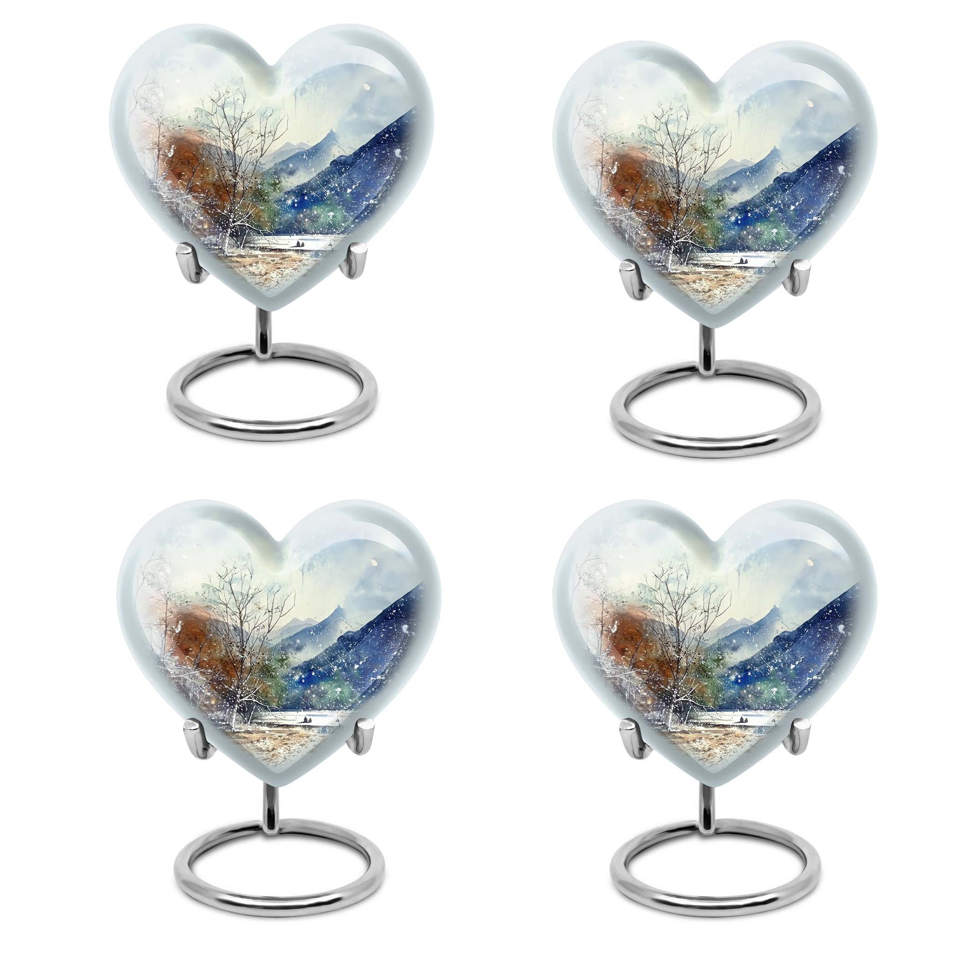 10-inch Mountains Urn, heart-shaped cremation 