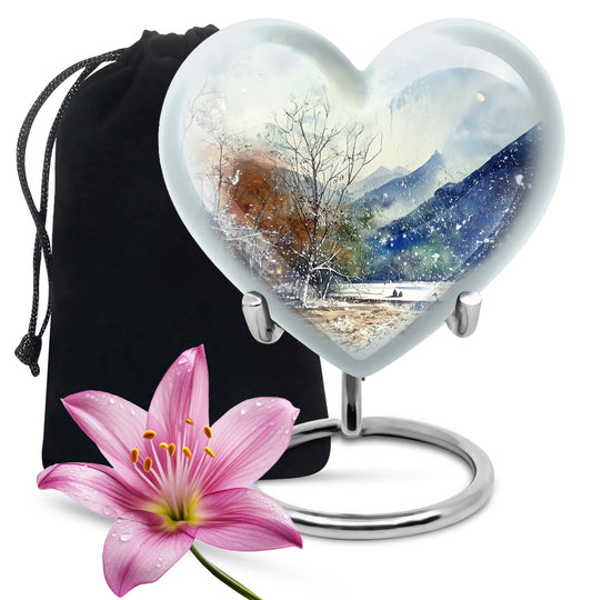 10-inch Mountains Urn, heart-shaped cremation 