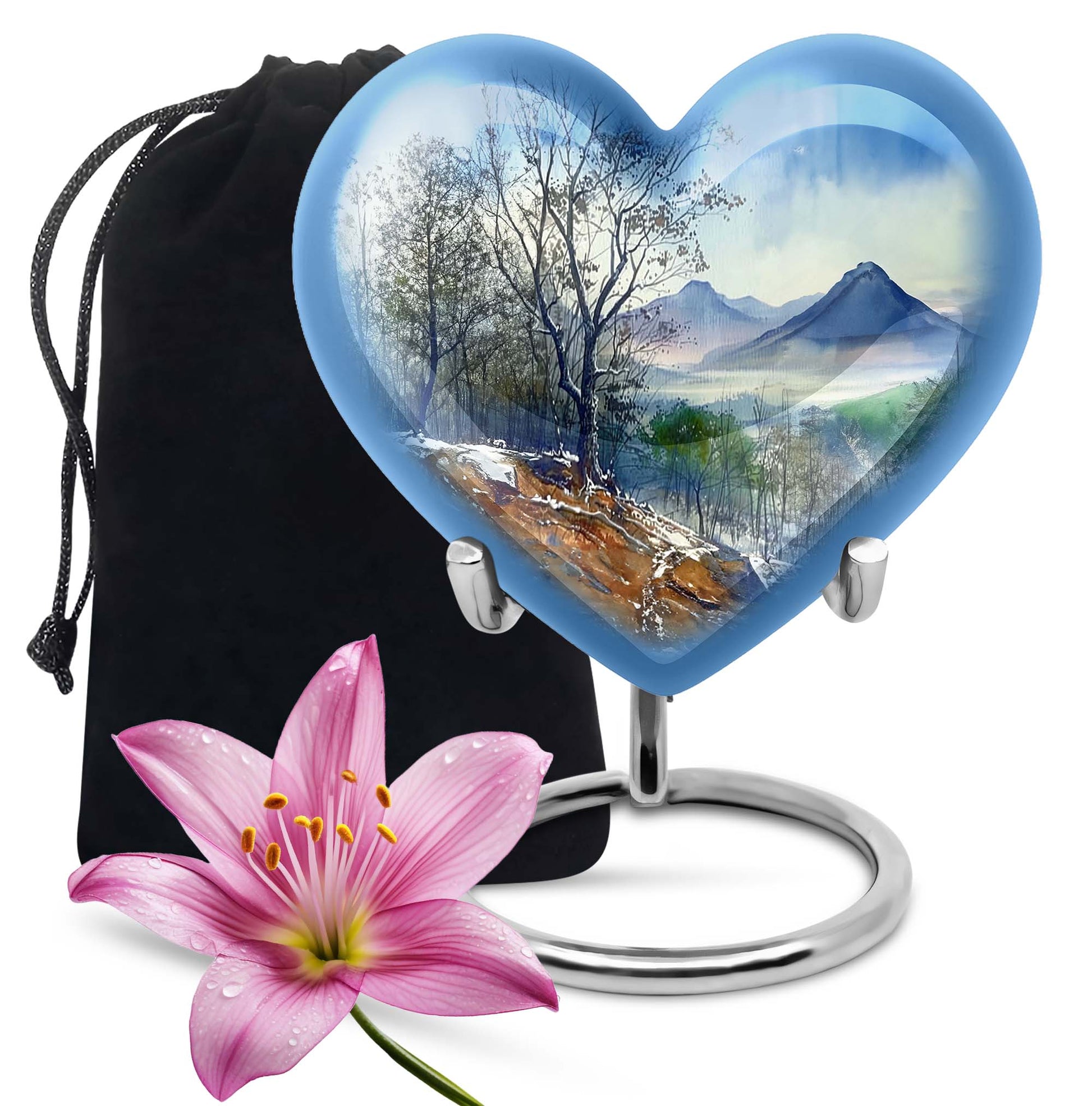 Heart Design Mountains Urn