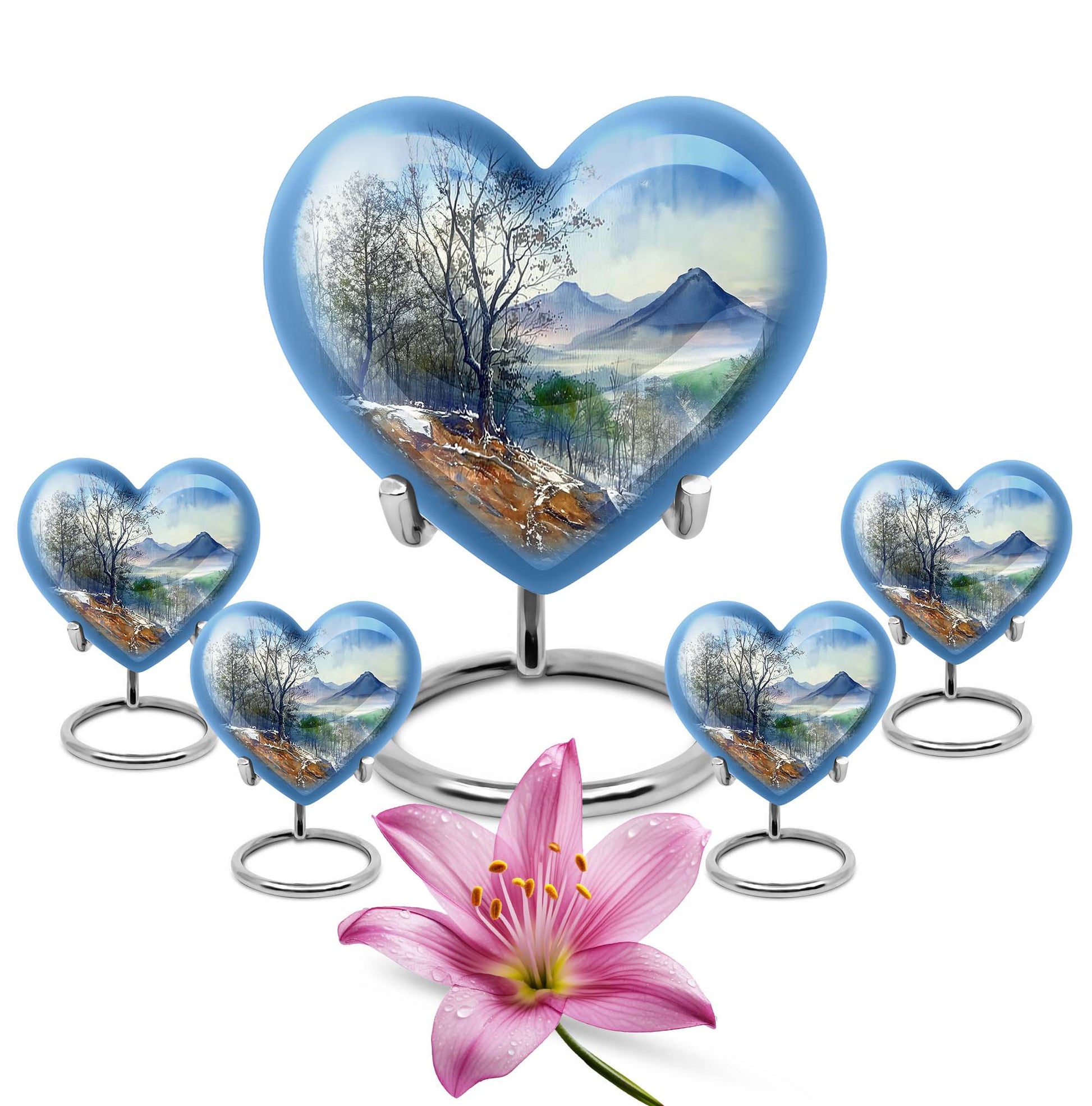 Heart Design Mountains Urn