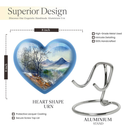 Heart Design Mountains Urn