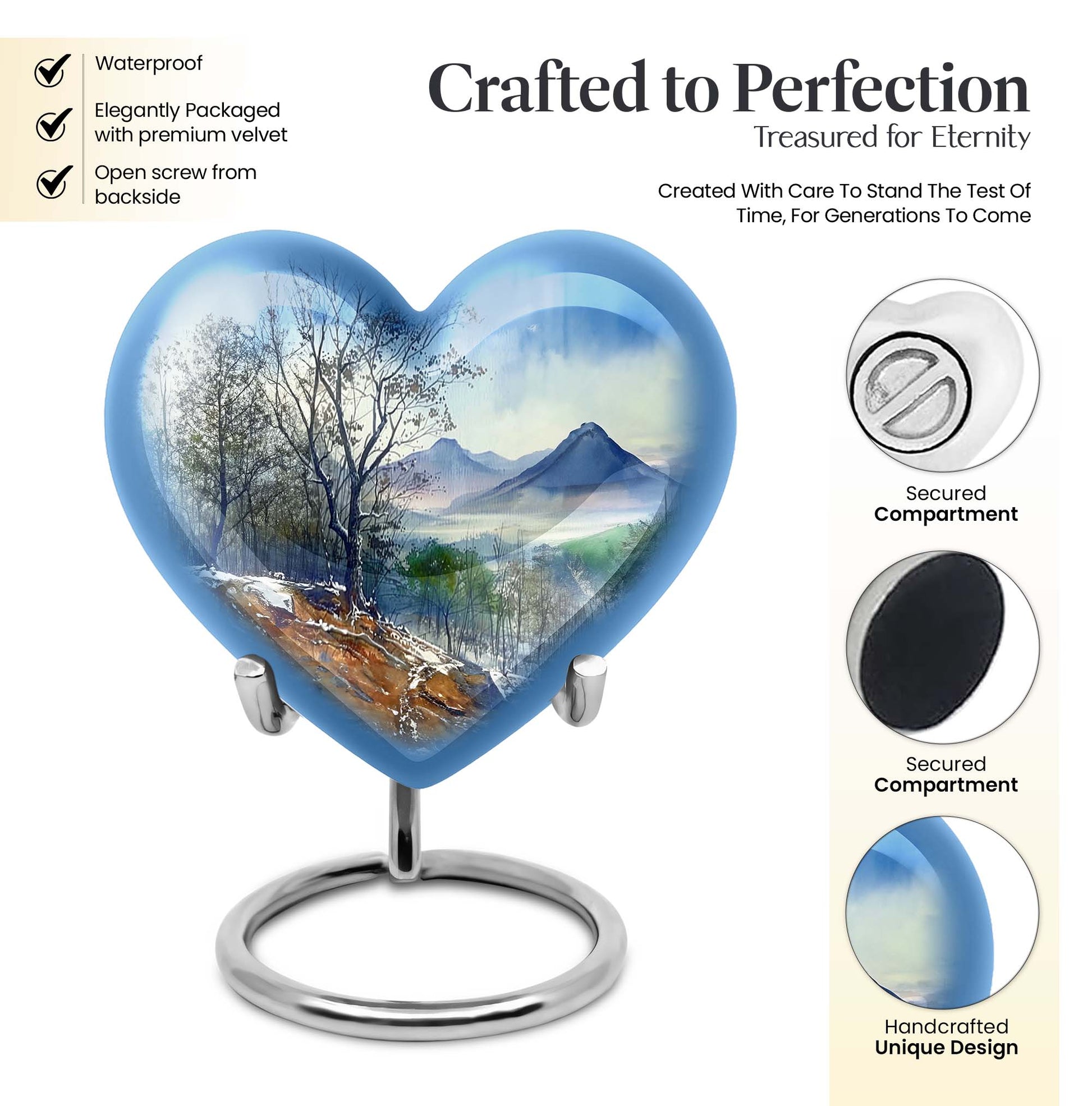 Heart Design Mountains Urn