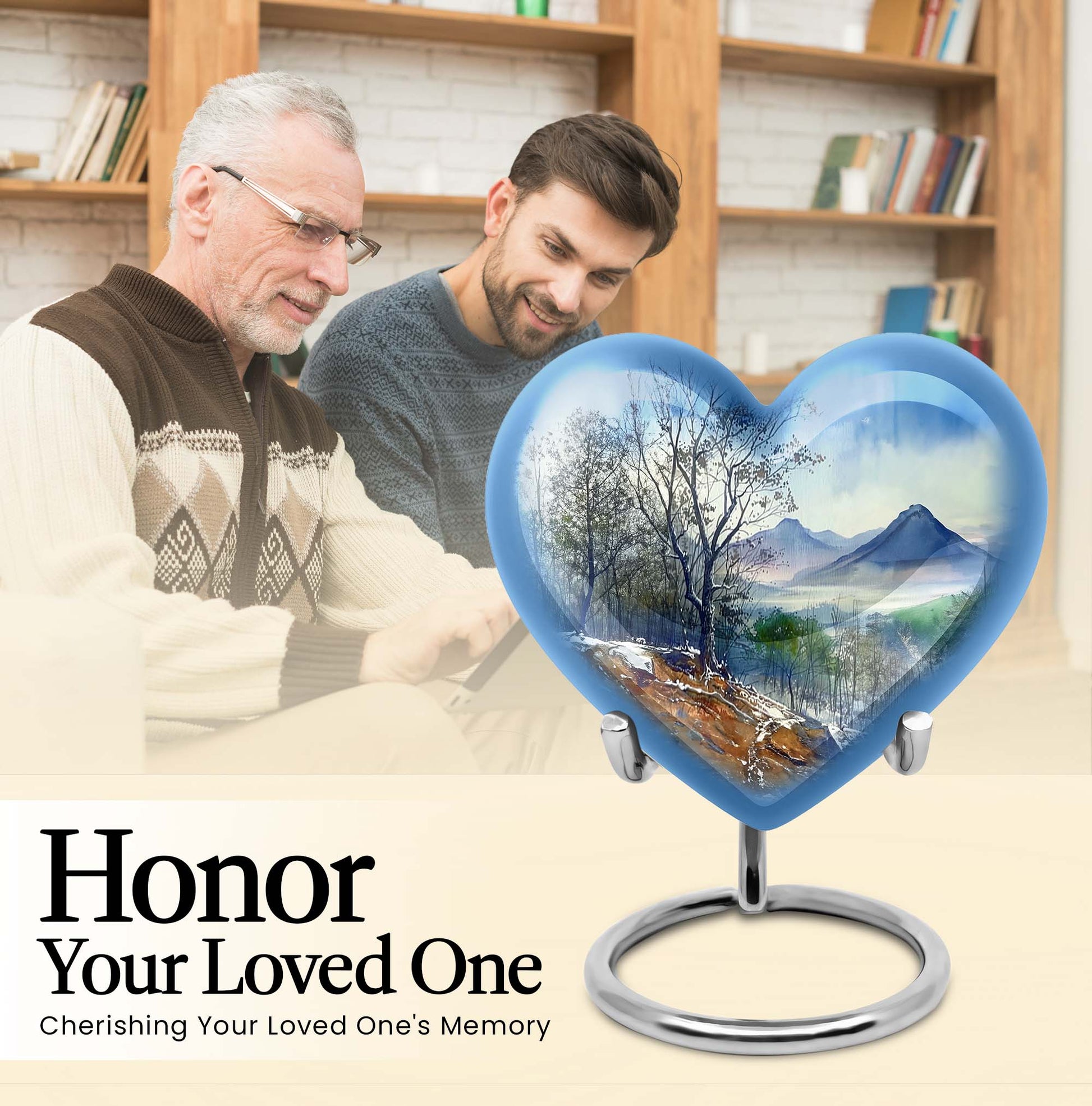 Heart Design Mountains Urn