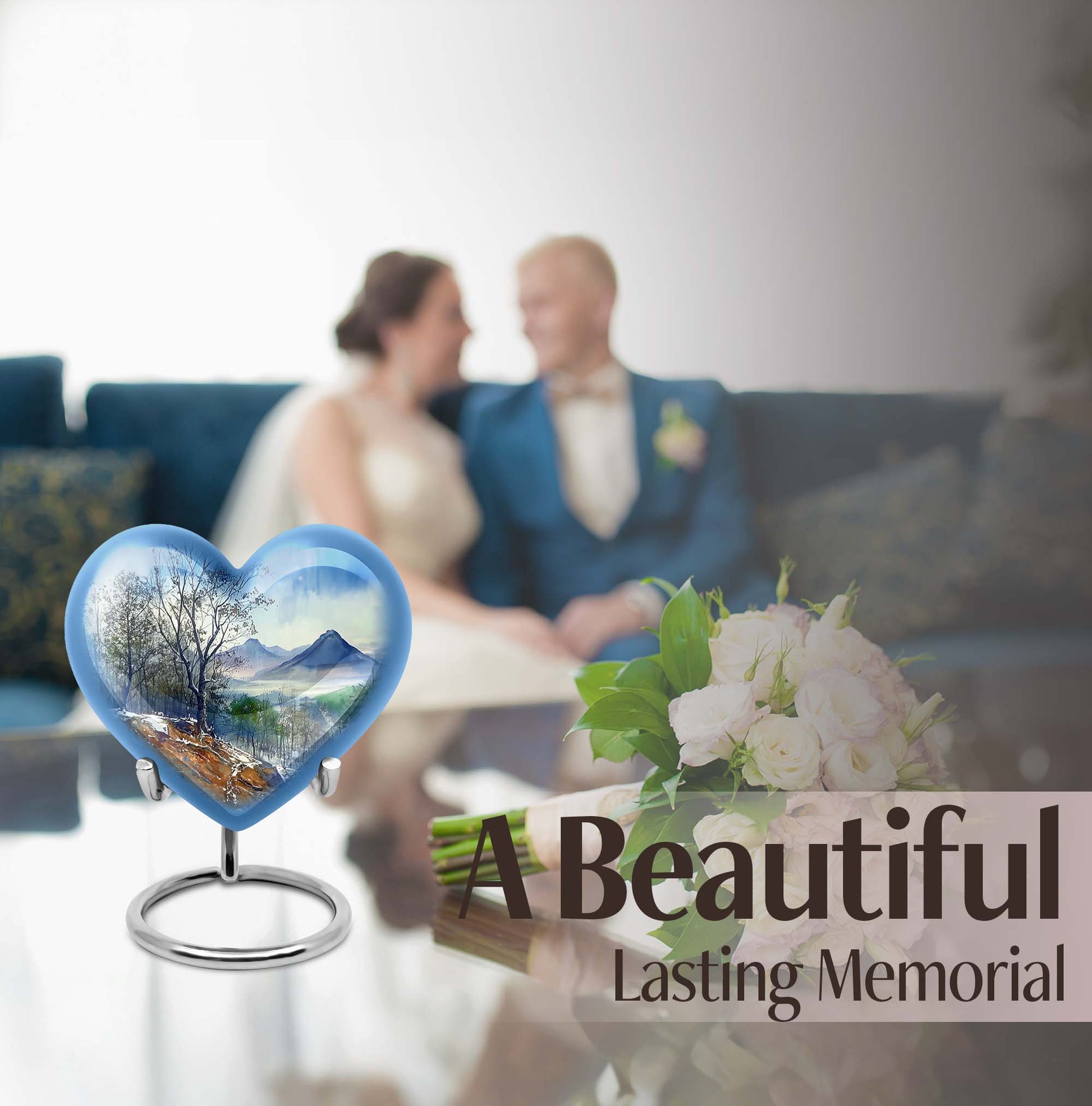 Heart Design Mountains Urn