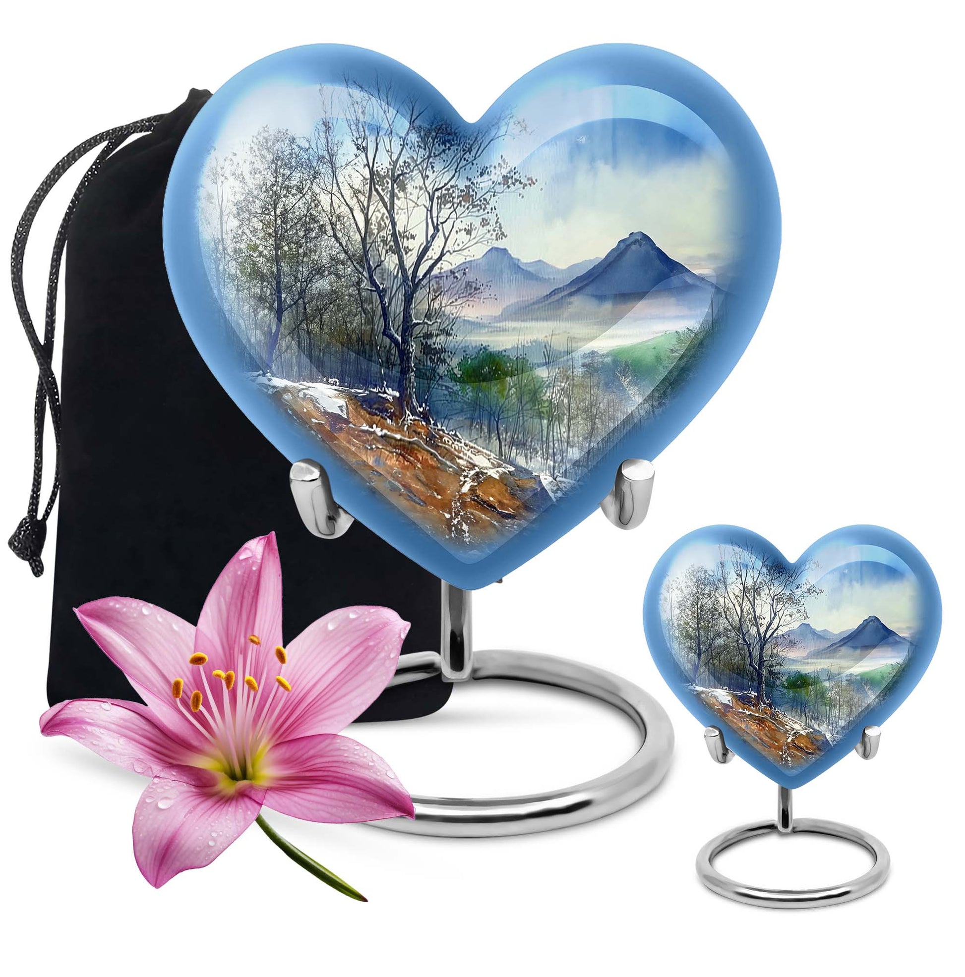 Heart Design Mountains Urn