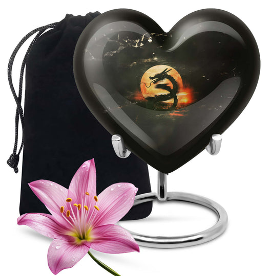 Heart-shaped dragon urn for women's ashes