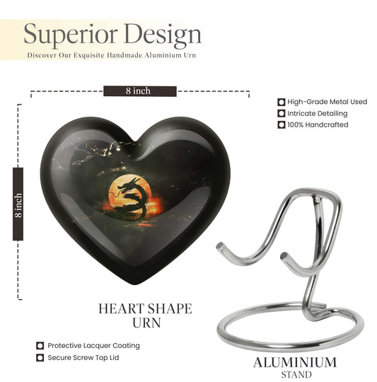 Heart-shaped dragon urn for women's ashes