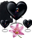 heart shaped Puffin bird Urn