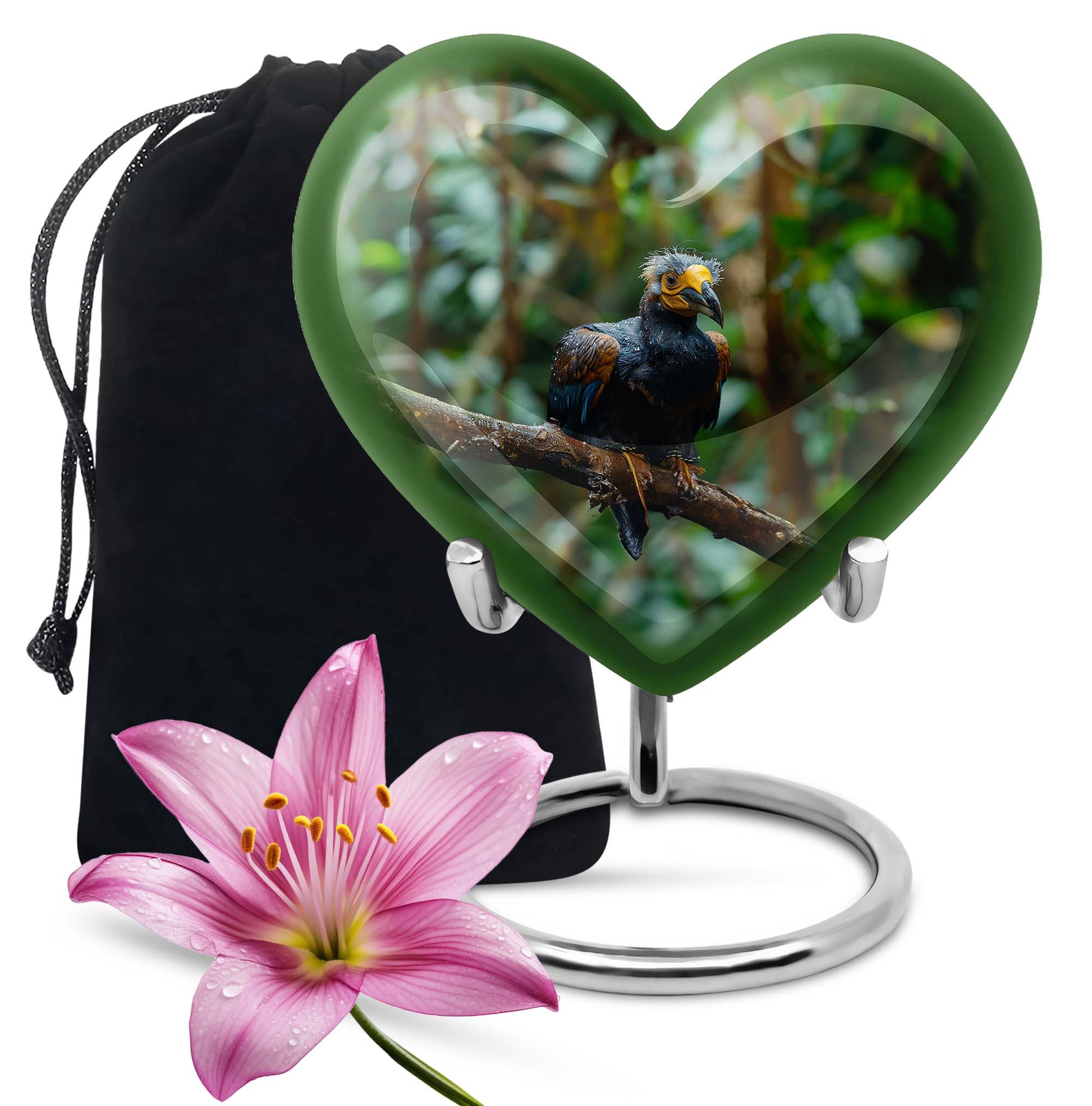 10-inch Puffin bird heart-shaped cremation urn