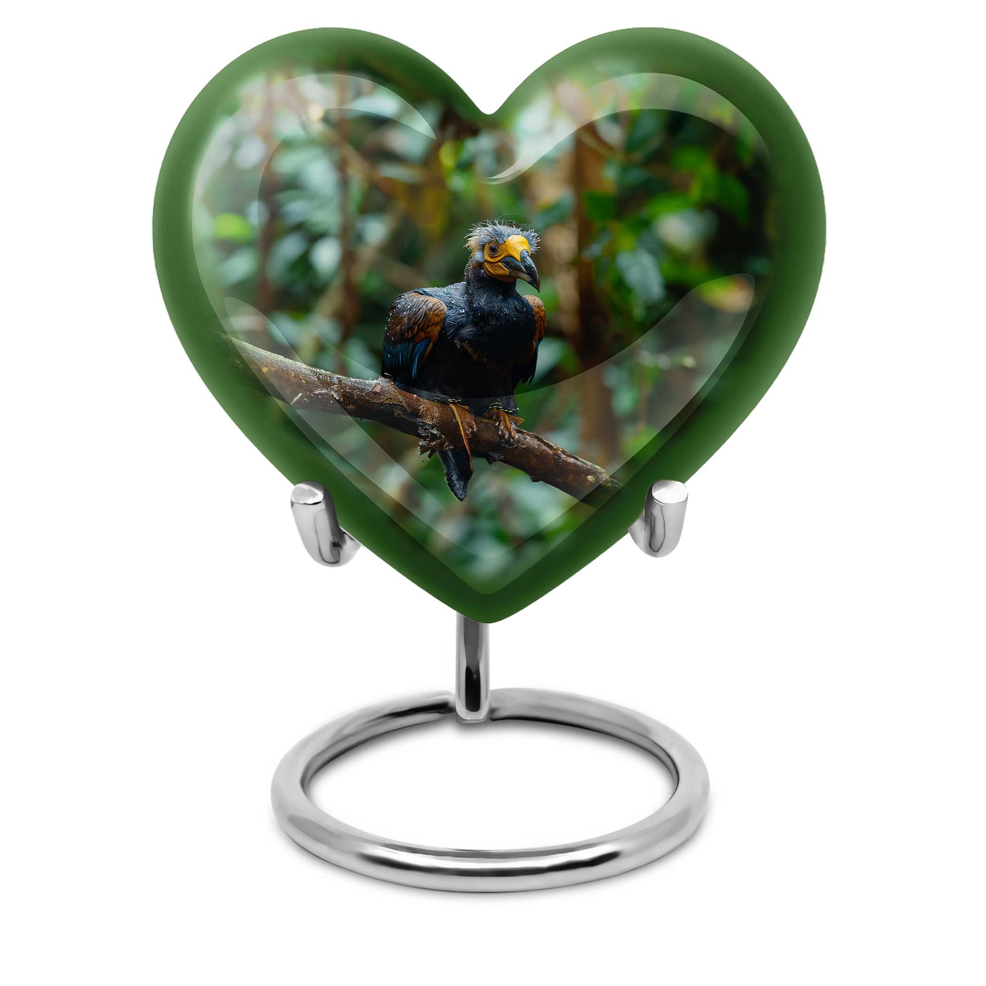 10-inch Puffin bird heart-shaped cremation urn