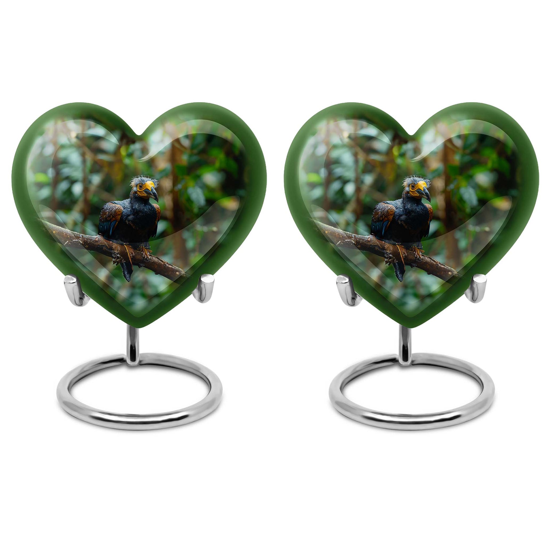 10-inch Puffin bird heart-shaped cremation urn