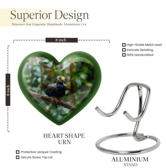 10-inch Puffin bird heart-shaped cremation urn