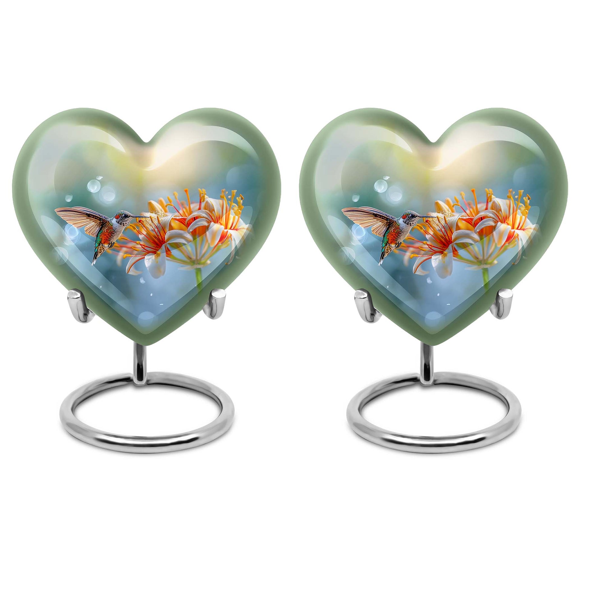 10-inch Heart-shaped Humming Bird Urn