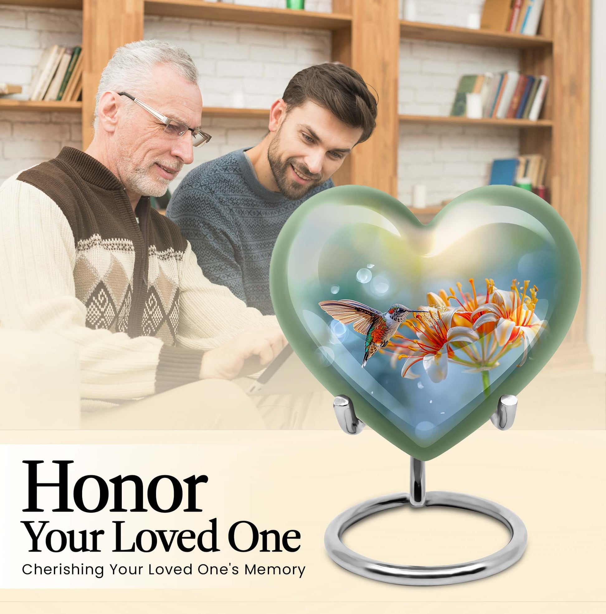 10-inch Heart-shaped Humming Bird Urn