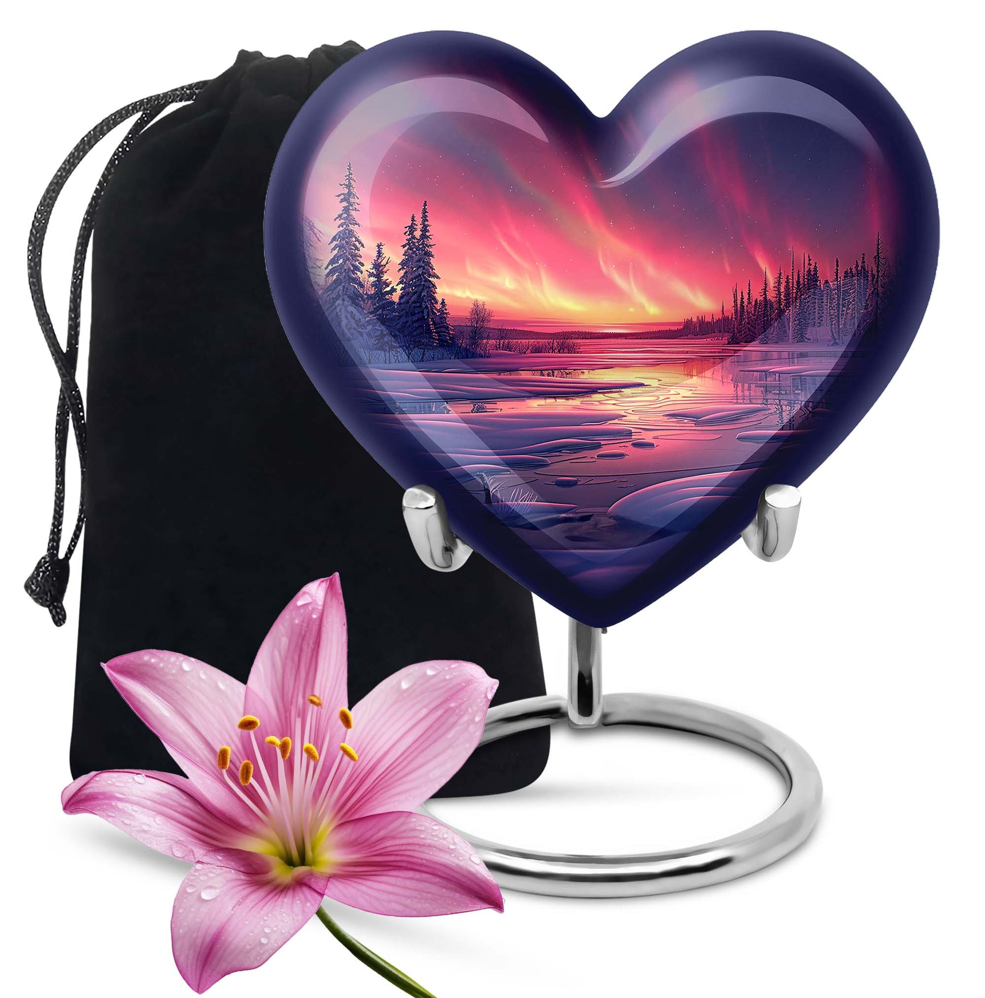 AURORA Borealis heart-shaped memorial urn 