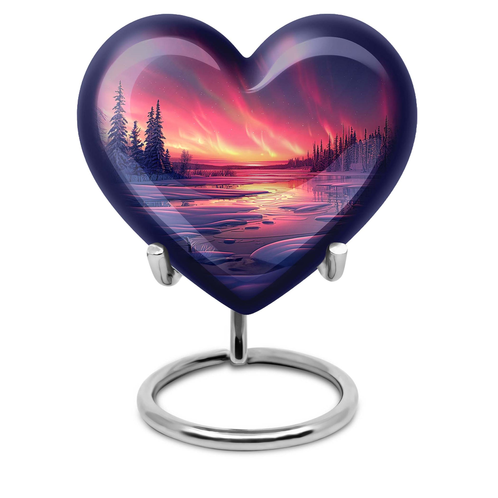 AURORA Borealis heart-shaped memorial urn 