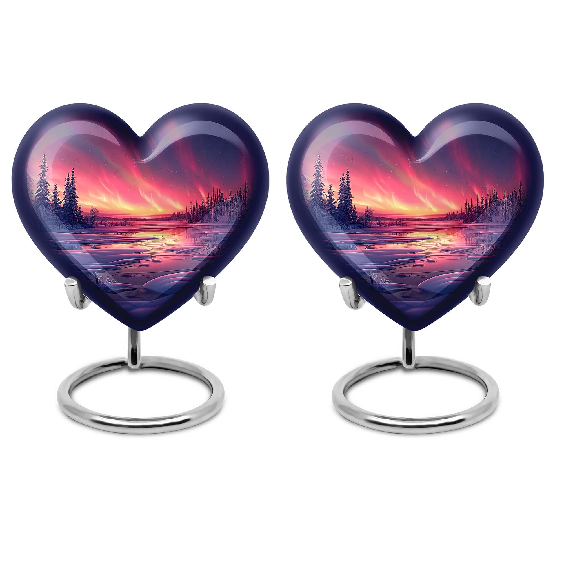 AURORA Borealis heart-shaped memorial urn 