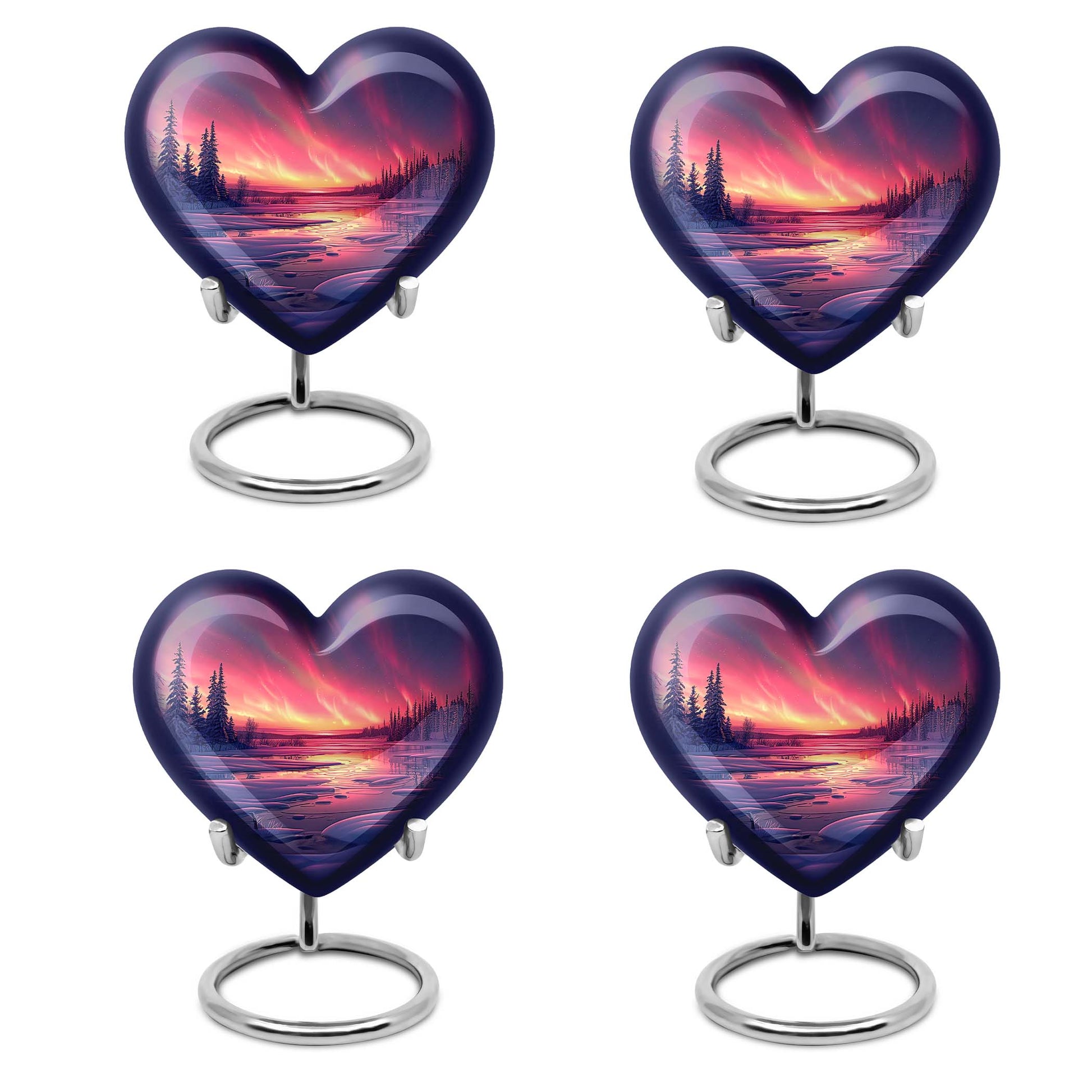 AURORA Borealis heart-shaped memorial urn 