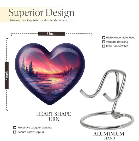 AURORA Borealis heart-shaped memorial urn 