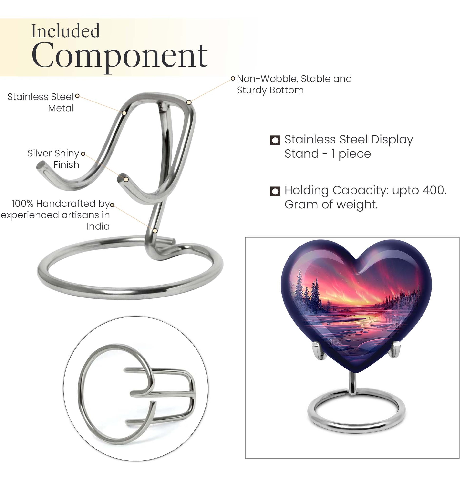 AURORA Borealis heart-shaped memorial urn 