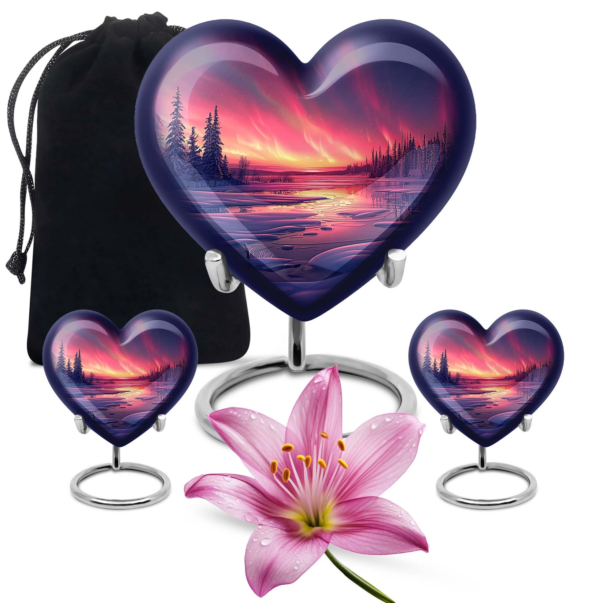 AURORA Borealis heart-shaped memorial urn 