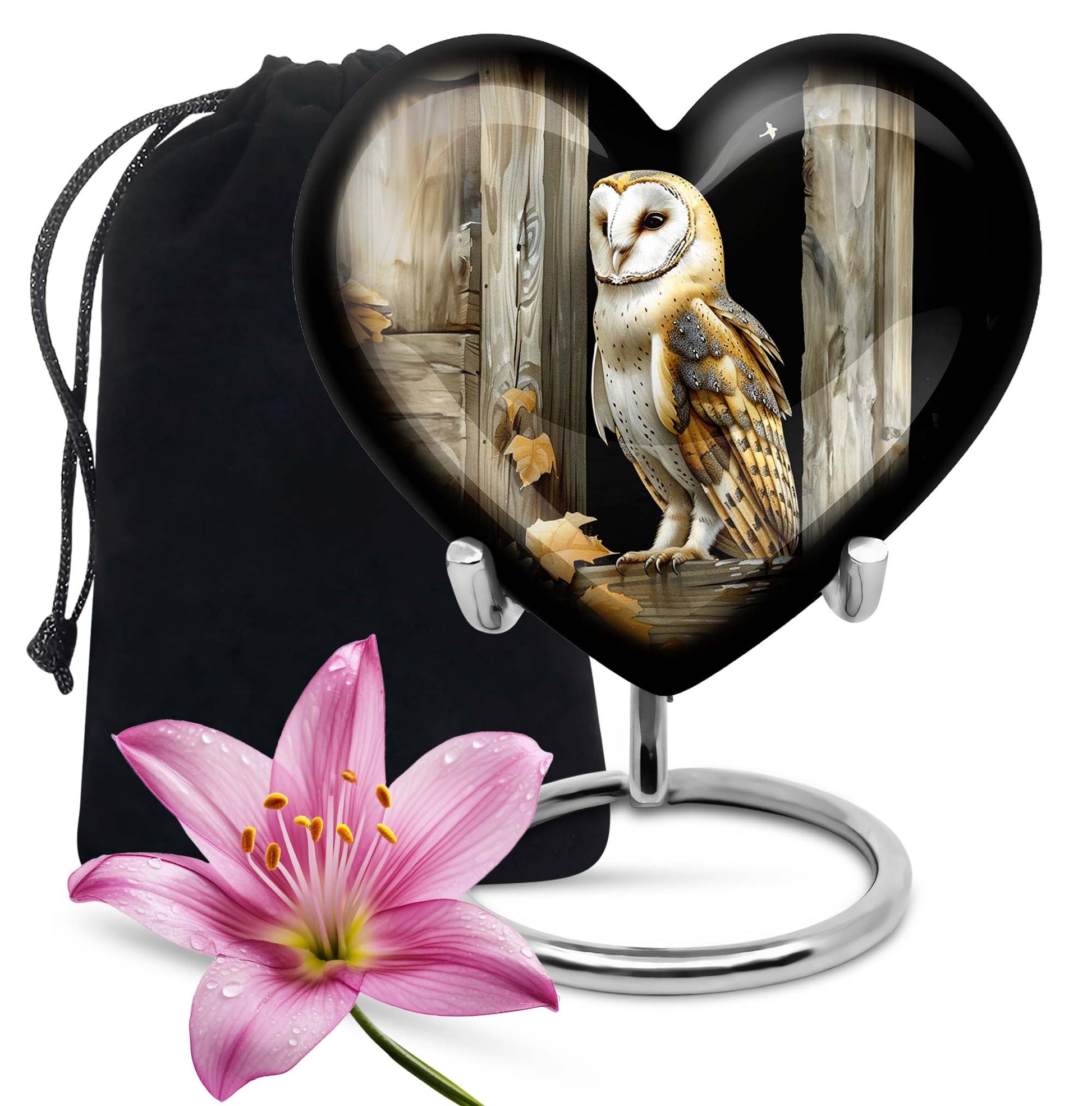 10-inch aluminium barn owl urn,