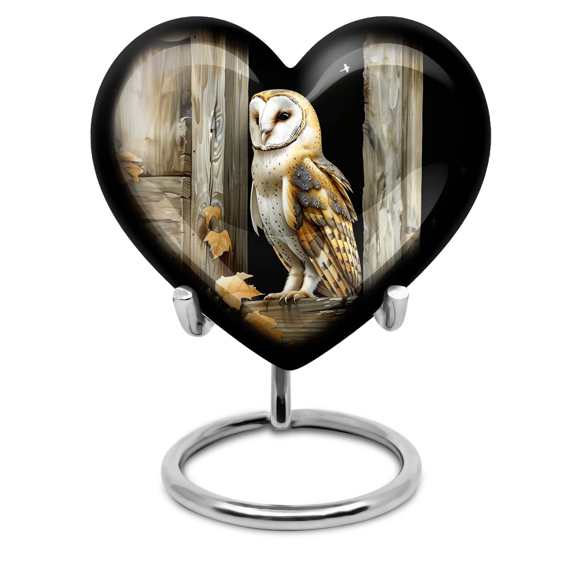 10-inch aluminium barn owl urn,