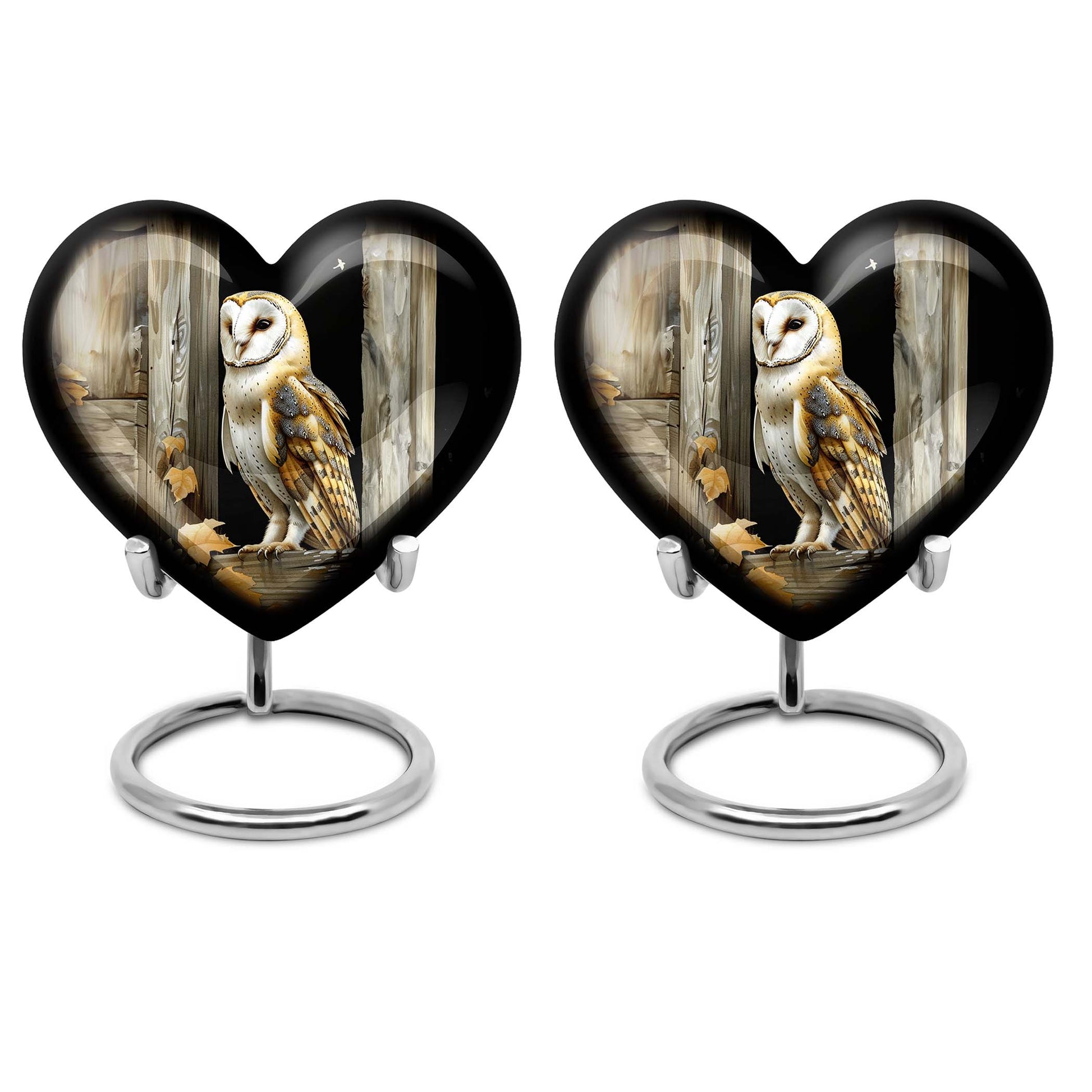 10-inch aluminium barn owl urn,