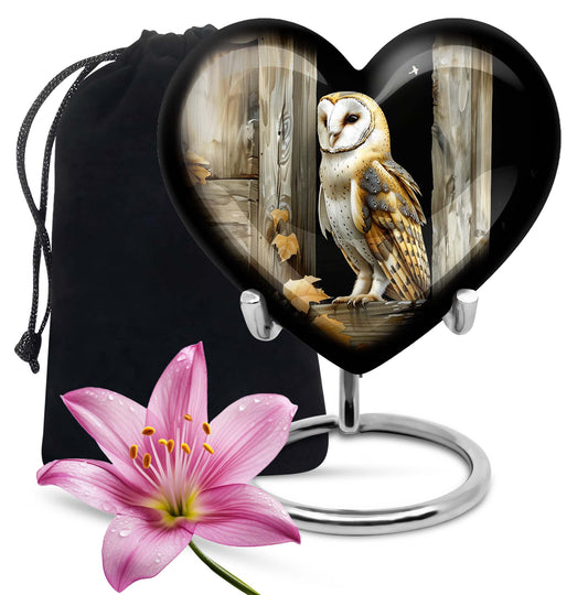 10-inch aluminium barn owl urn,