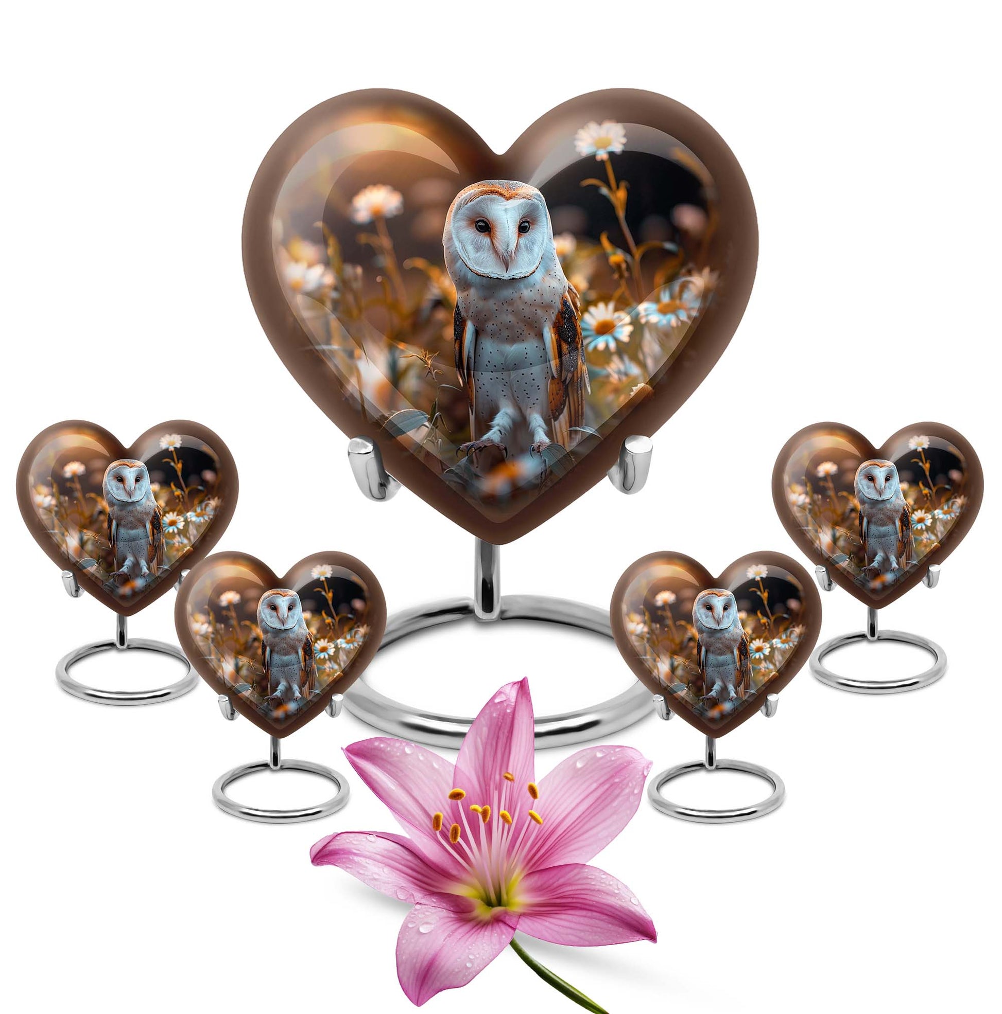 barn owl theme heart urn