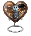 barn owl theme heart urn