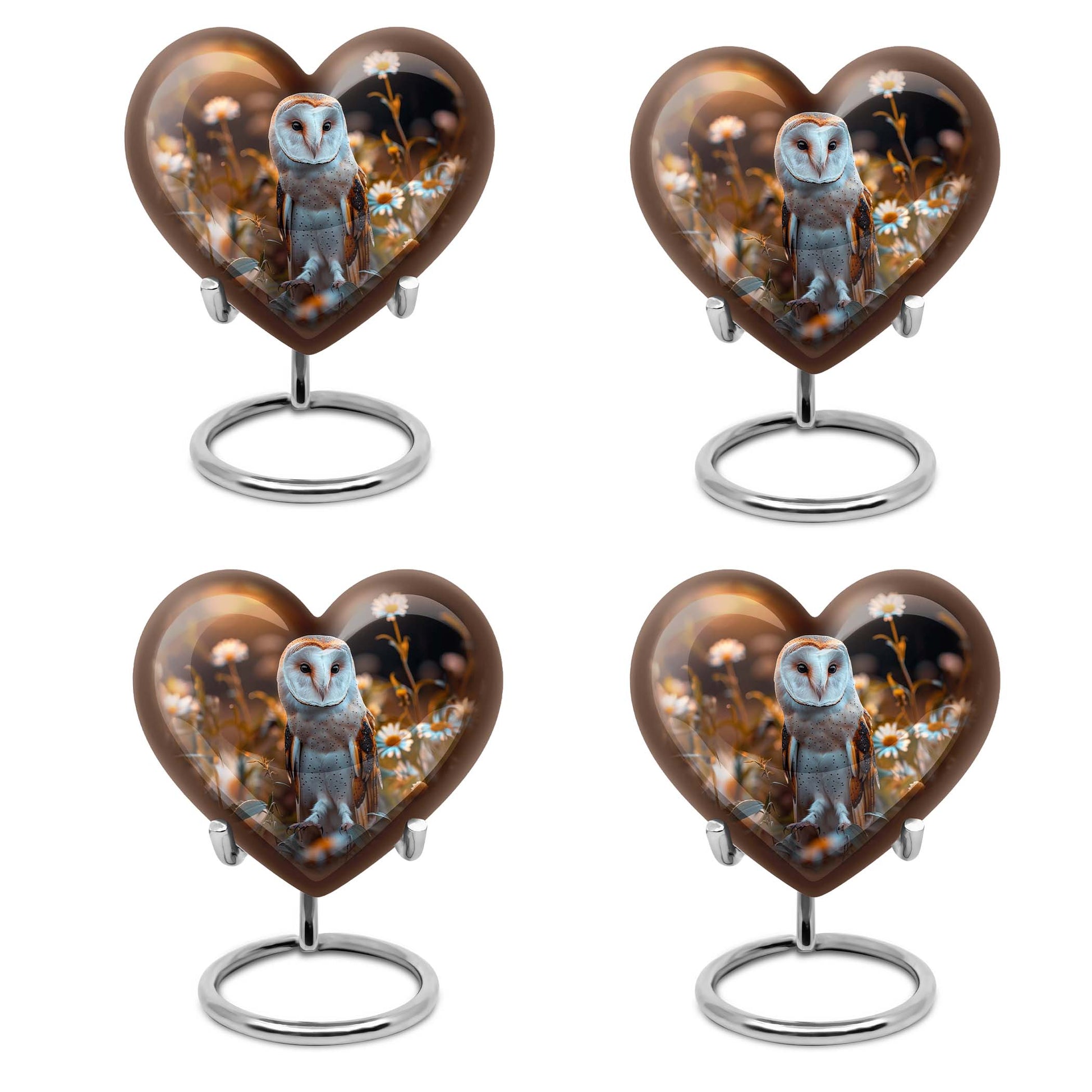 barn owl theme heart urn