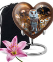 barn owl theme heart urn