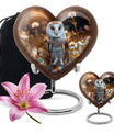 barn owl theme heart urn