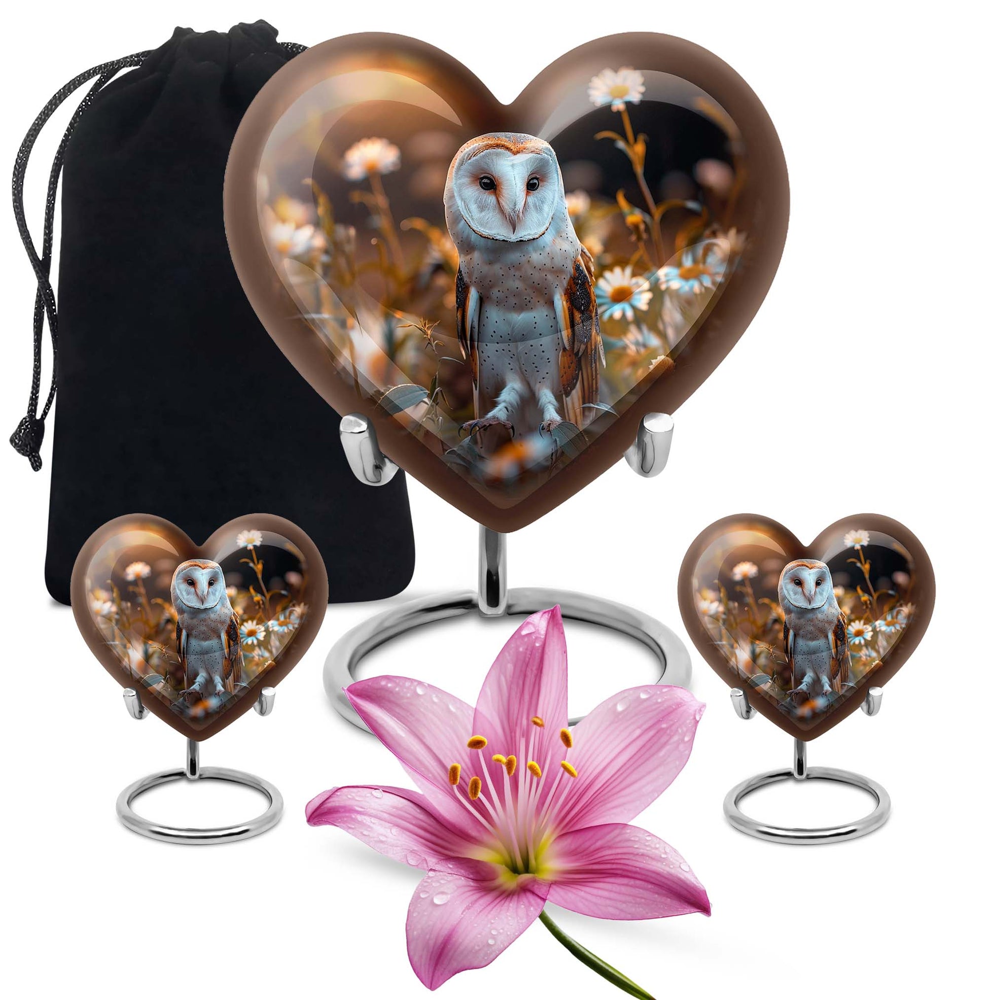 barn owl theme heart urn