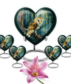 10-inch aluminium barn owl heart urn 