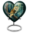 10-inch aluminium barn owl heart urn 