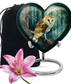 10-inch aluminium barn owl heart urn 