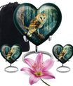 10-inch aluminium barn owl heart urn 