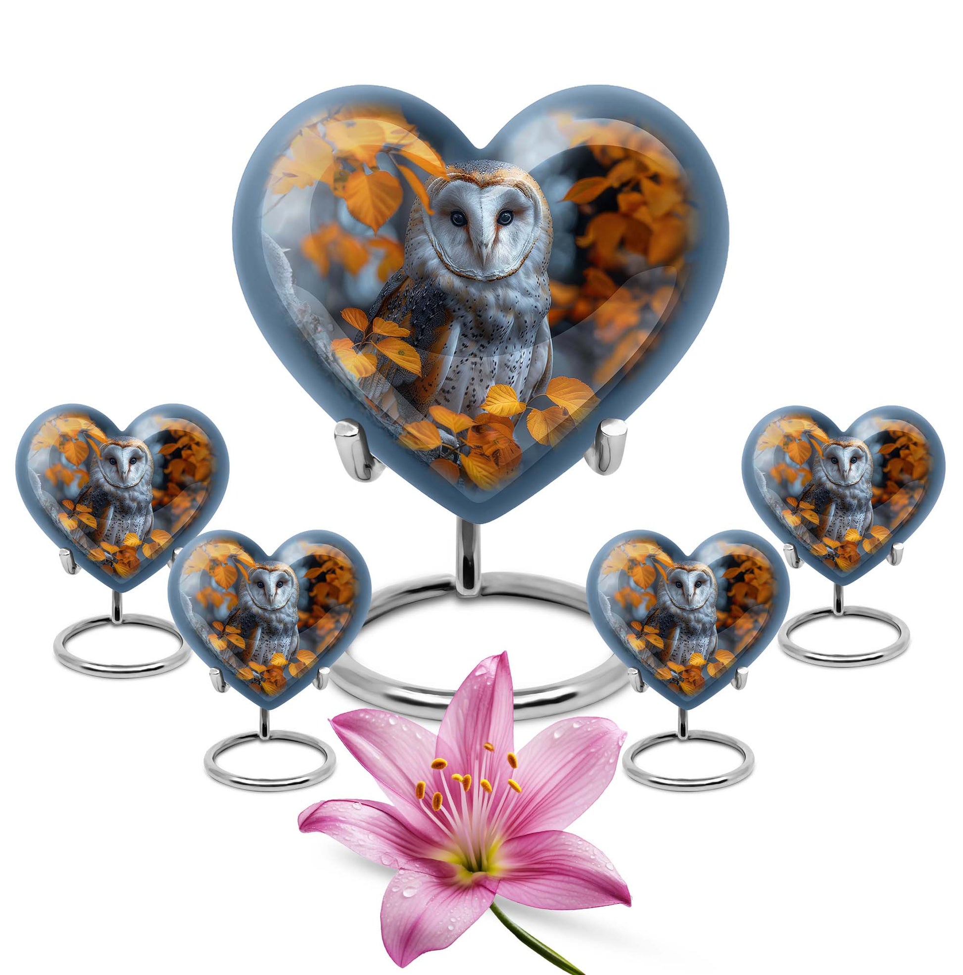 heart-shaped barn owl urn for adult ashes