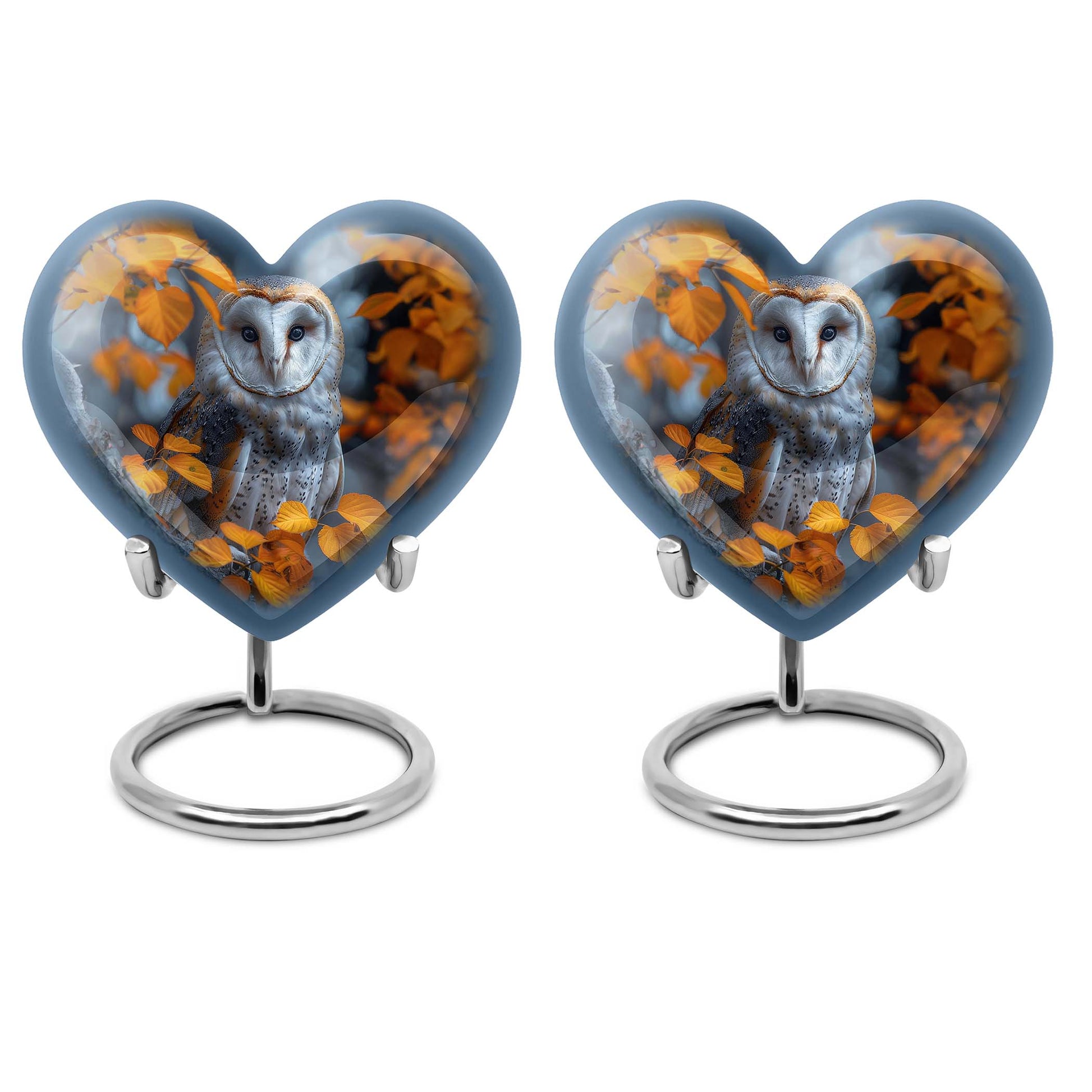 heart-shaped barn owl urn for adult ashes